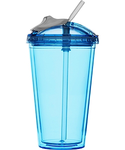 Hrnek s brčkem SAGAFORM Fresh Smoothie Mug, 450ml, modrý